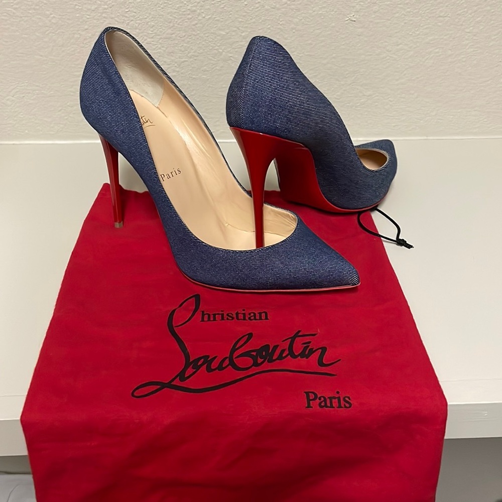 Christian Louboutin denim blue heels